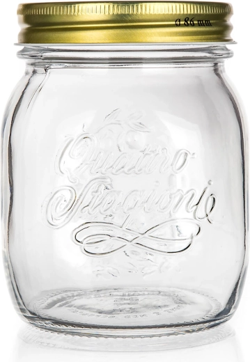 Dose Quattro Stagioni 0,7 l mit Glaskörper und Metalldeckel