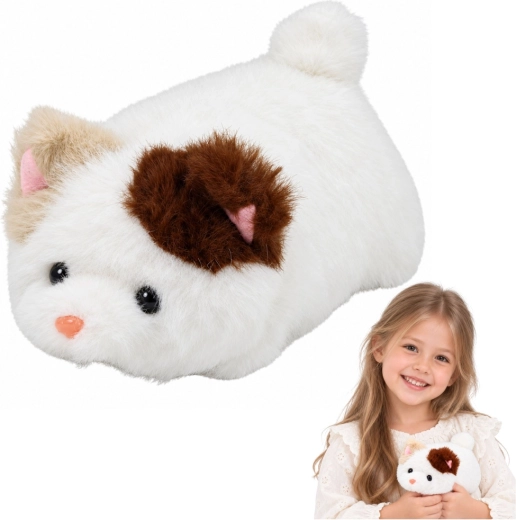 Kuschelige Plüschkatze zum Schmusen, weiß, 16 cm