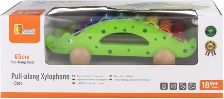 Holz-Zugxylophon Krokodil