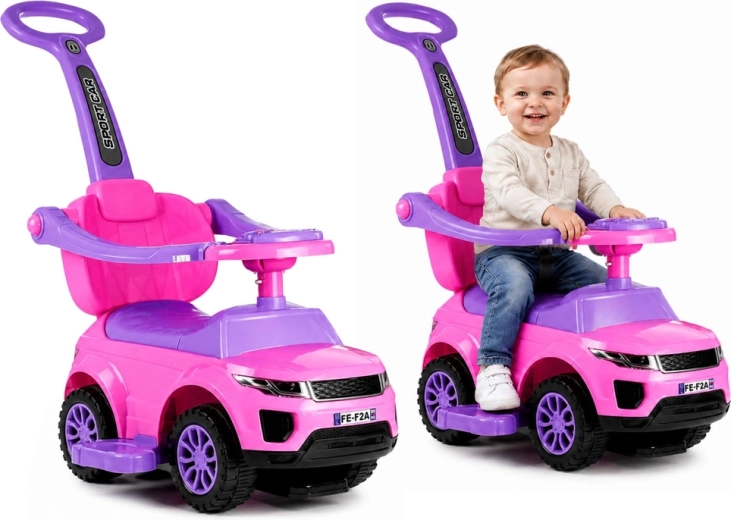 Kinder-Rutschauto Sport Car mit Schubstange, rosa