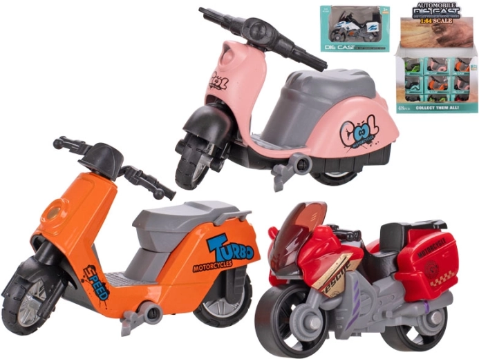 Metall-Motorrad 1:64 mit Freilauf, 7 cm