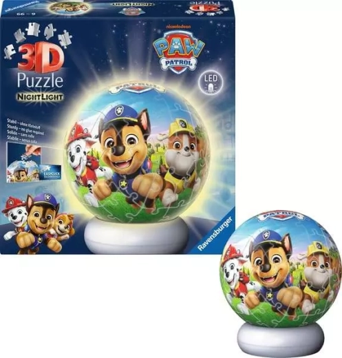 Leuchtendes 3D-Puzzle PAW PATROL – Nacht-Edition, 72 Teile