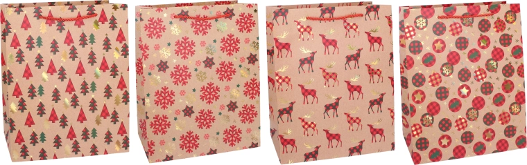 Weihnachtliche Geschenktüte M 26 × 32 × 10 cm - 1 Stück