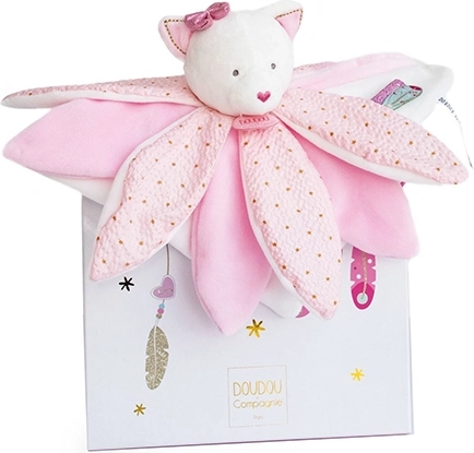 Geschenkset - Plüsch-Schnuffeltuch Rosa Katze 26 cm