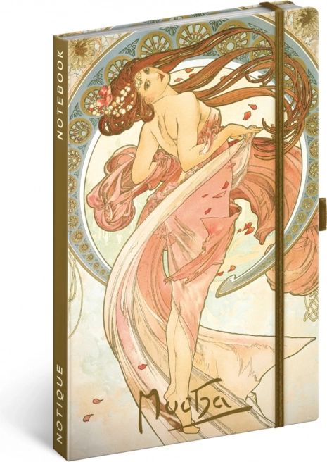 Notique Notizbuch Alfons Mucha – Tanz, liniertes Notizheft 13 × 21 cm