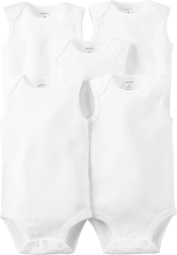 Carter’s Baby-Body ohne Ärmel, weiß neutral, 5 Stk. (Gr. 56 / NB)