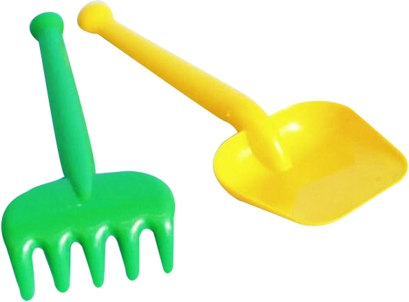 Kunststoff-Gartenset für Kinder – kleine Schaufel und Harke