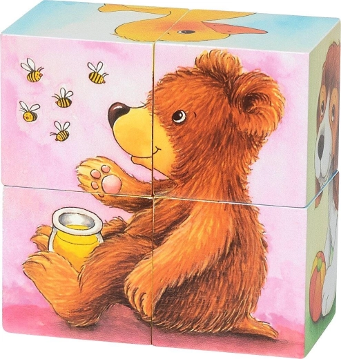 Goki Holz-Bilderwürfel Jungtiere – 4 Stück