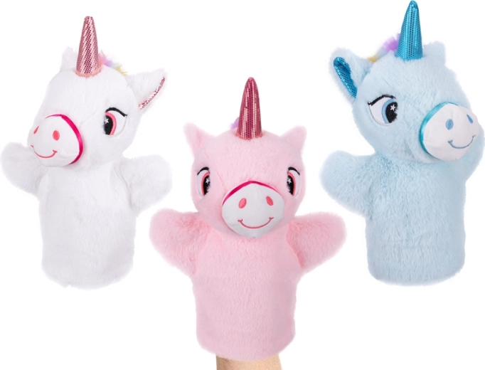Plüsch-Handpuppe Einhorn 25 cm mit Leuchteffekt