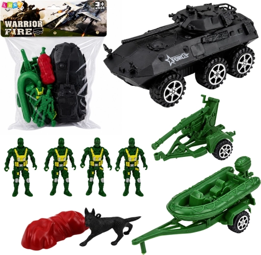 Militärset mit gepanzertem Transporter und Soldatenfiguren (14 Teile)