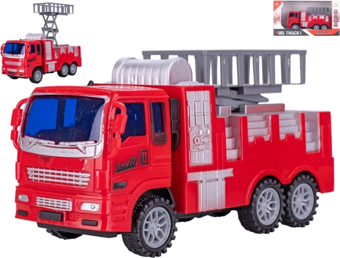 Feuerwehrwagen mit ausziehbarer Plattform und Schwungrad 19 cm
