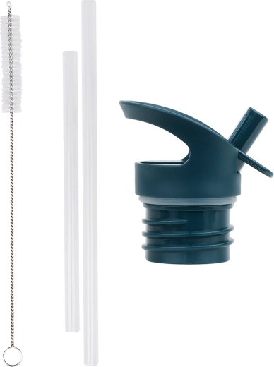 A Little Lovely Company Set aus Verschluss, Bürste und Strohhalm für Edelstahlflasche – Roboter