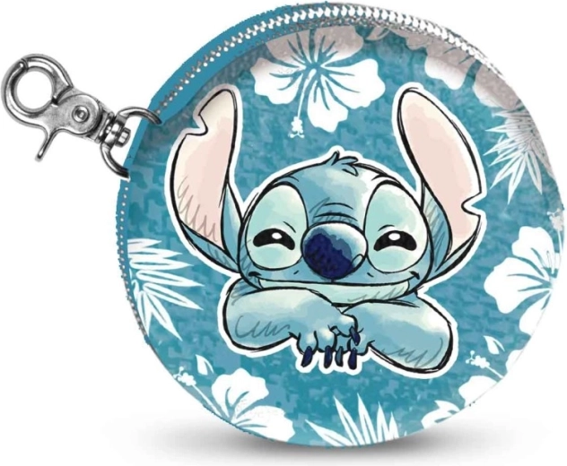 Kinder-Rundgeldbörse Disney Stitch mit Reißverschluss und Karabiner - 1 Stück