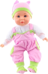 Babypuppe mit weichem Körper und Geräuschen, rosafarbene Hose
