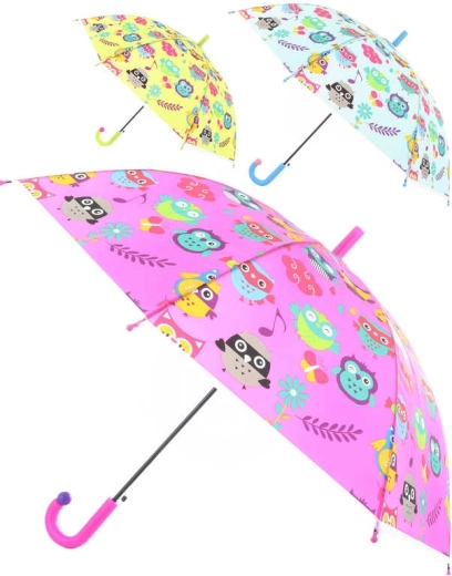 Kinder-Automatik-Regenschirm mit Eulen 83 × 66 cm - 1 Stück