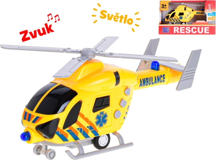 Kunststoff-Rettungshubschrauber mit Licht und Sound 20 cm