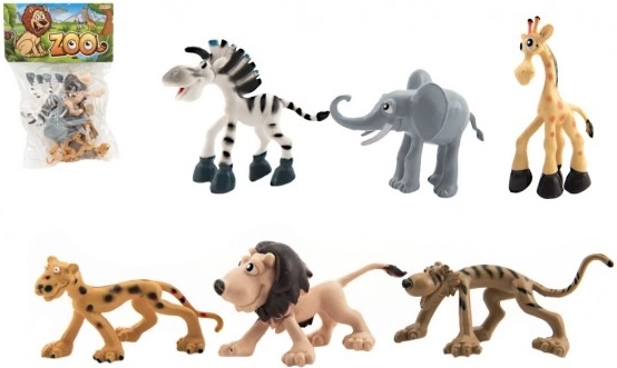 Fröhliche Safari-Tierchen ZOO, Kunststoff-Set 6 Stk. (9–10 cm)