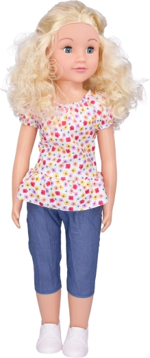 Laufende Puppe im geblümten Kleid 70 cm