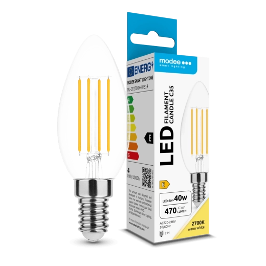 Modee LED-Lampe Filament C35 4 W E14, 470 lm, warmweiß