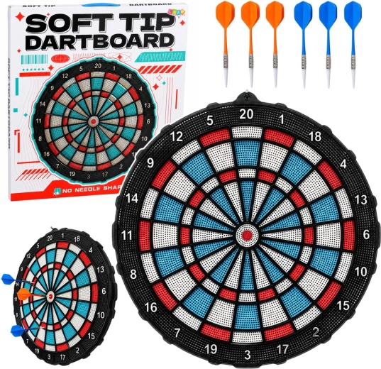 Soft-Tip-Dartboard 42,5 cm mit Set aus 6 Darts