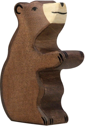 Holztiger brauner Bär klein sitzend – 1 Stück