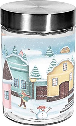 Glasdose für Gebäck TORO 1100 ml mit Dorfmotiv