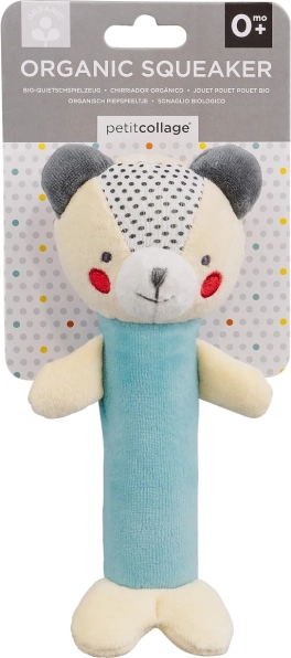 Petit Collage quietschende Rassel Bär aus Bio‑Baumwolle