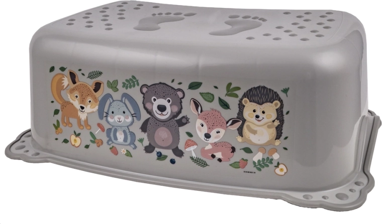 Maltex Tritthocker mit Antirutsch The Nature Buddies Bär, grau