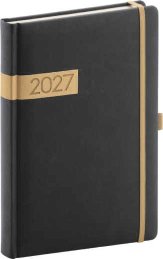 Notique Tageskalender Twill 2027 schwarz-gold 15 × 21 cm