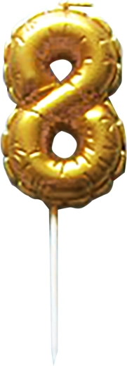 Tortenkerze Zahl 8 gold zum Einstecken 6 cm TORO