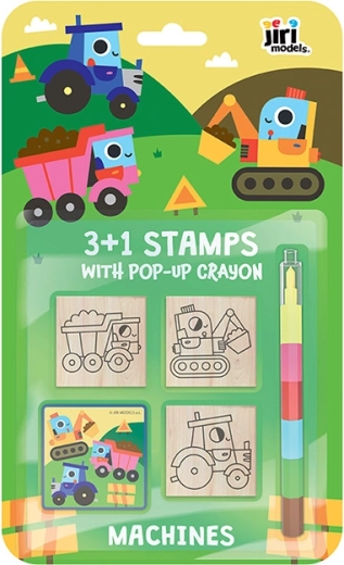 Stempel 3+1 mit Wachsmalstift Maschinen