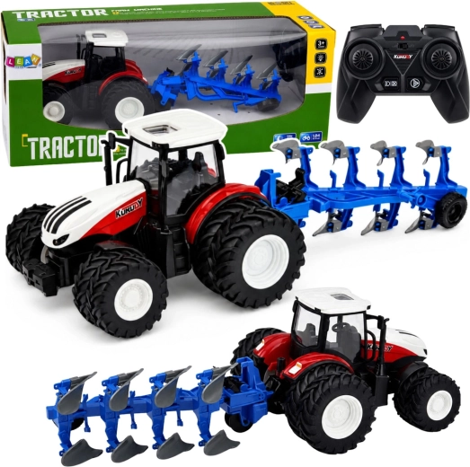 RC-Bauerntraktor mit Mehrscharpflug 1:24 (2,4 GHz) rot