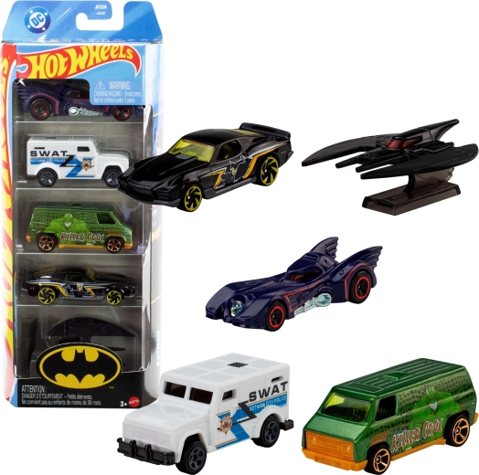 Hot Wheels DC Batman – Set mit 5 Die‑Cast‑Autos 1:64 (ca. 7 cm)