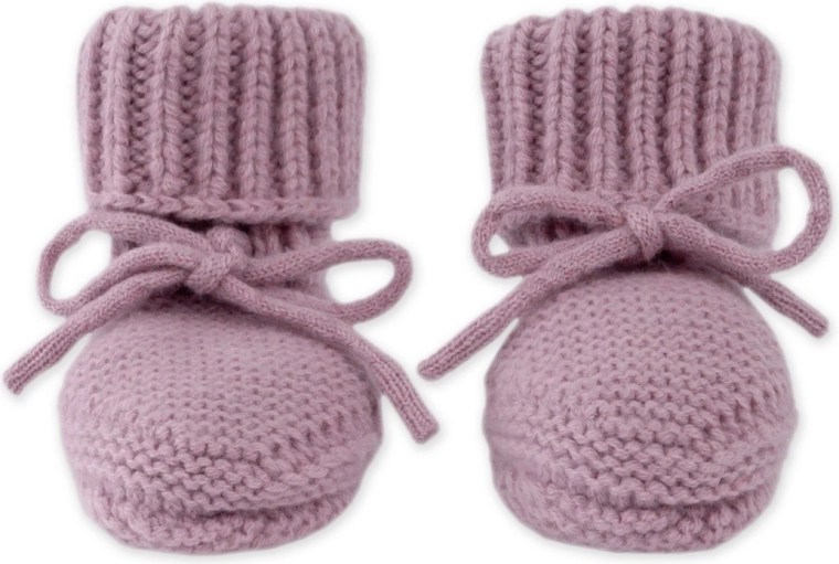 Lodger Merino Strick-Hausschuhe mauve 0–6 Monate
