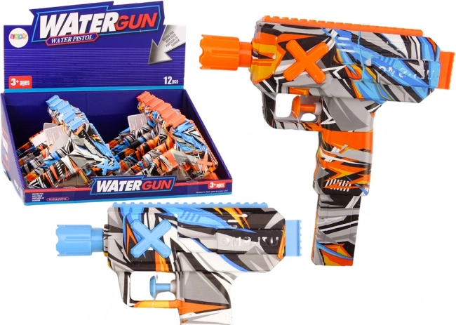 Kleine Wasserpistole im Graffiti-Stil – blau oder orange