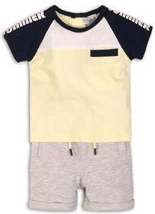 Dirkje Kinder-2-teiliges Set T-Shirt und Shorts „Sunny Summer is Here“, gelb-grau