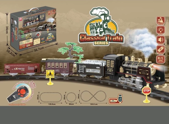 Elektrische Eisenbahnstrecke 215 cm LOCO TOYS