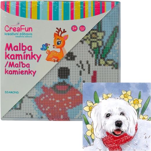 Diamantmalerei – weißer Hund 20 × 20 cm