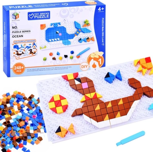 bunte Mosaik-Puzzles 4-in-1 Ozean – kreative Pixelbilder