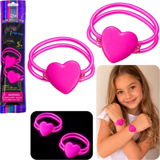 Doppelte leuchtende Herz-Neon-Glowstick-Armbänder – Set