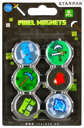 Minecraft Pixel-Magnete, Set mit 6 Stk.