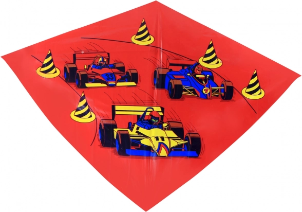 Bunter Flugdrachen mit Rennwagenmotiv