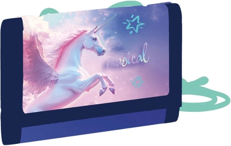 Kinder-Textilgeldbörse Pegasos für den Hals mit Klettverschluss