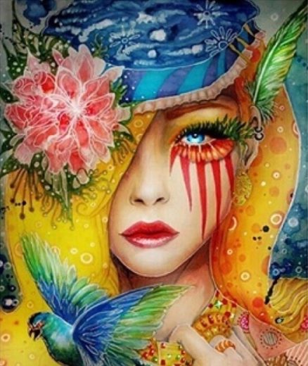 Diamantmalerei Bunter Vogel 30 × 40 cm