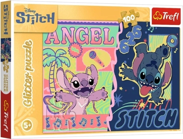 Puzzle 100 Teile Glitter „Hawaiianischer Glanz“ Stitch (Disney) - 1 Stück