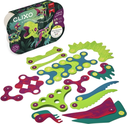Clixo Dinosaurier – Set mit 22 magnetischen Teilen