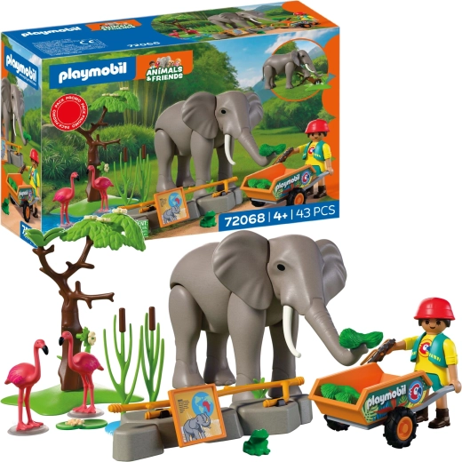Playmobil Animals & Friends Elefant mit Pflegerin und Zubehör, 43 Teile