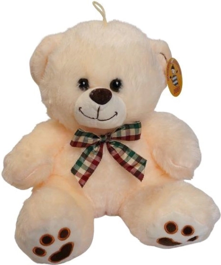 Cremiger Plüsch-Teddybär mit Schleife