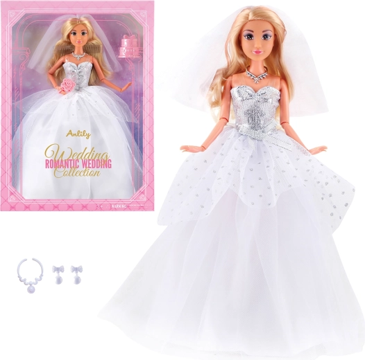 Modepuppe in weißem Brautkleid