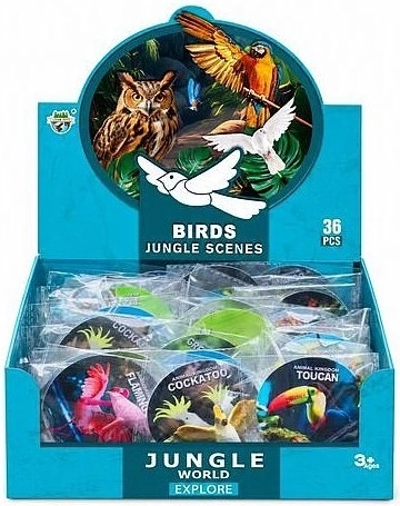 Dekorativer Vogel 6 cm (12 Varianten), 36 Stk. in der Box